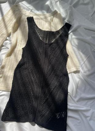 Полупрозрачное вязаное платье накидка no name
