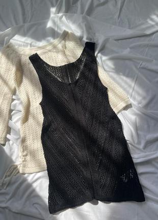 Полупрозрачное вязаное платье накидка no name3 фото