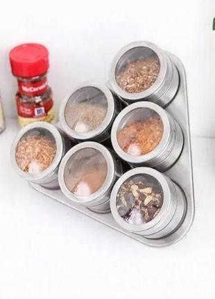 Набор баночек для специй 6 в 1 с подставкой на магните edenberg eb-3499