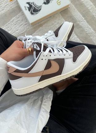 Женские кроссовки кеды dunk low beige/brown