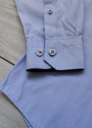 Качественная нарядная мужская голубая рубашка коттон 50 %4 фото