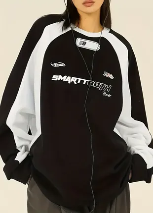 Свитшот y2k streetwear, длинный рукав, воротничок с круглой горловиной2 фото