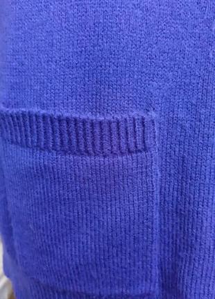 Женский кардиган кофта тепла средней длины прямого кроя сине-фиолетового цвета на молнии размера м5 фото