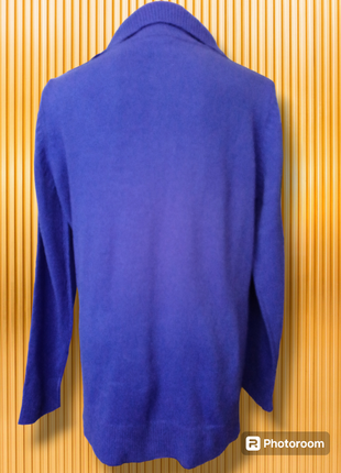 Женский кардиган кофта тепла средней длины прямого кроя сине-фиолетового цвета на молнии размера м2 фото