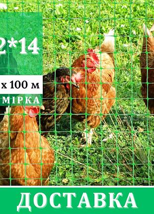 Сітка пластикова для птахів | 1.5 х 100 м | комірка 12 мм х 14 мм | сітка вольєрна для саду від курей