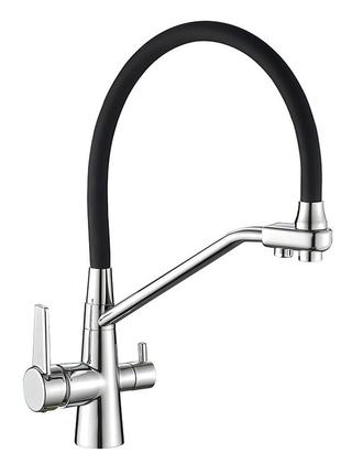 Кухонний змішувач на дві води mixxus premium velis 021 reflector black (mi5928)