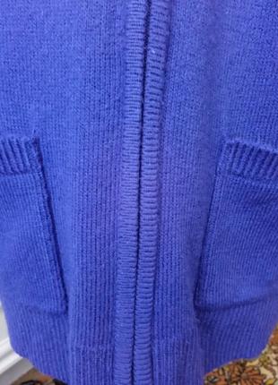 Женский кардиган кофта тепла средней длины прямого кроя сине-фиолетового цвета на молнии размера м6 фото
