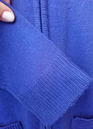 Женский кардиган кофта тепла средней длины прямого кроя сине-фиолетового цвета на молнии размера м8 фото