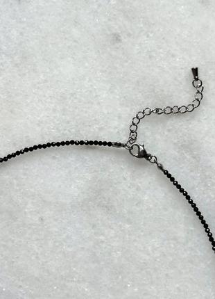 Чокер натуральная черная шпинель, колье из натуральных камней, сияющий чокер черный с...