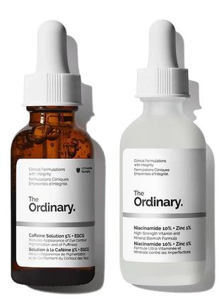 Набор бестселлеров для лица the ordinary niacinamide + caffeine duo