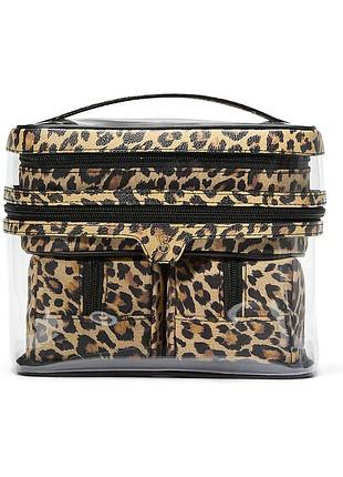 4 в 1 набір косметичок 4-piece makeup bag leopard victoria’s secret