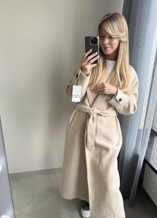 Вовняне пальто zara xs ( оверсайз)