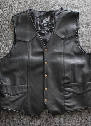 Жилетка шкіряна мото jts plain leather waistcoat оригінал