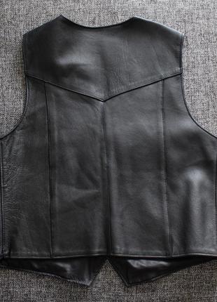 Жилетка кожаная мото jtsine leather waistcoat оригинал2 фото