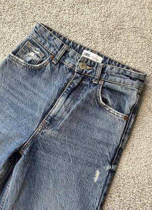 Прямые джинсы zara с разрезами на коленях, трубы, кюлоты7 фото