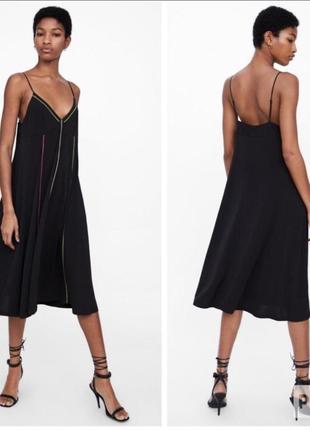 Платье платье миди черное zara
