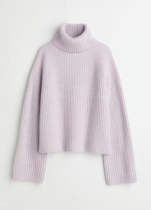 Теплый свитер, реглан, объемная повязка, h&m, в составе шерсть, цвет лаванды