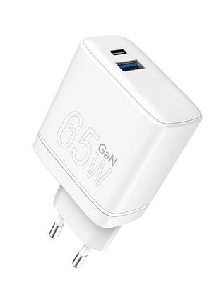 Зарядний пристрій wuw-c175 65w gan usb a+usb c white