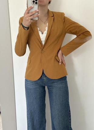 Пиджак коричнево горчичный2 фото