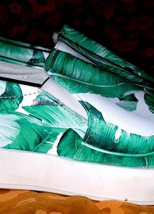Біло зелені лофери j-quinn р37 шкіра нові made in italy5 фото