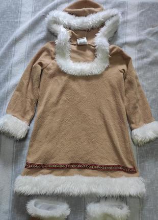 Карнавальное платье эскимос чукча на 8-10роков2 фото