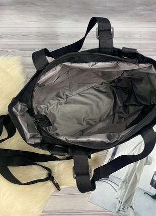 Женская черная сумка-шоппер с плечевым ремнем.8 фото