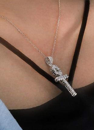 Крестик с бриллиантами -муассанитами серебро 925пробы