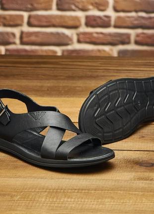 Кожаные мужские сандалии черного цвета3 фото