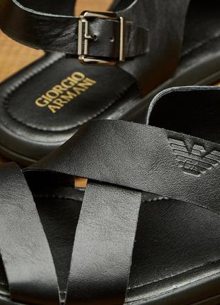 Кожаные мужские сандалии черного цвета5 фото