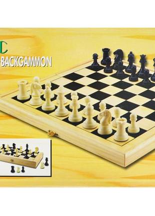 Шахмати дерев'яні  3в1, в коробці 1777 (шахи, шашки, нарди)