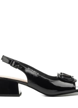 Босоножки женские черные на каблуке с декором 1293л4 фото
