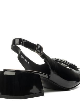 Босоножки женские черные на каблуке с декором 1293л3 фото