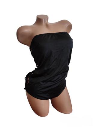 H&m суцільний купальник чорний зі спинкою жіночий здільний відкритою цікавою боді бодік фотосесія базовий база7 фото