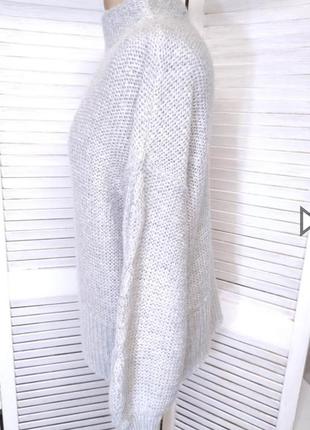 Шикарный свитер пуловер шерсть мохер серый 40-422 фото