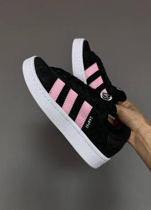 Адидас кампус черные adidas campus black / pink / white1 фото