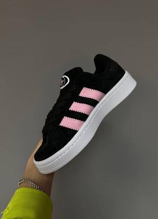 Адидас кампус черные adidas campus black / pink / white8 фото