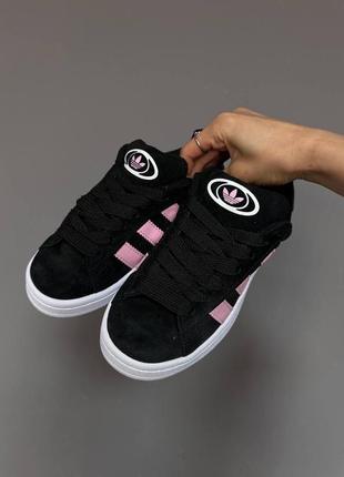 Адідас кампус чорні adidas campus black / pink / white3 фото