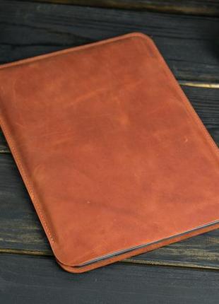 Кожаный чехол для macbook дизайн №1, натуральная винтажная кожа, цвет  коричневый, оттенок коньяк4 фото