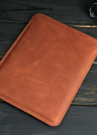 Кожаный чехол для macbook дизайн №1, натуральная винтажная кожа, цвет  коричневый, оттенок коньяк6 фото