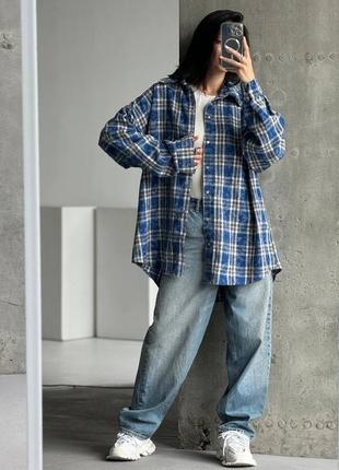 Рубашка в клетку свободного кроя oversize