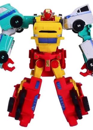 Трансформер из четырех машинок робот тобот кватран 4 в 1