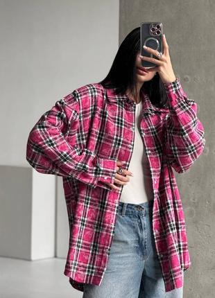 Рубашка в клетку свободного кроя oversize
