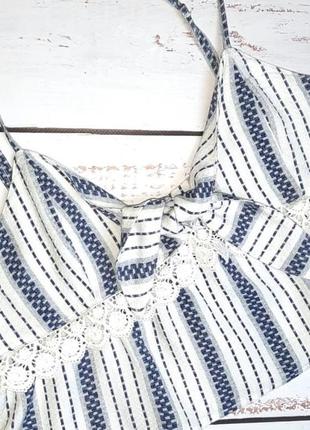 1+1=3 стильный бело-синий топ блуза в полоску river island, размер 46 - 484 фото