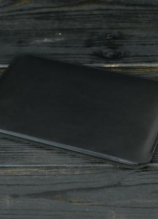 Кожаный чехол для macbook дизайн №2, натуральная кожа итальянский краст, цвет черный3 фото