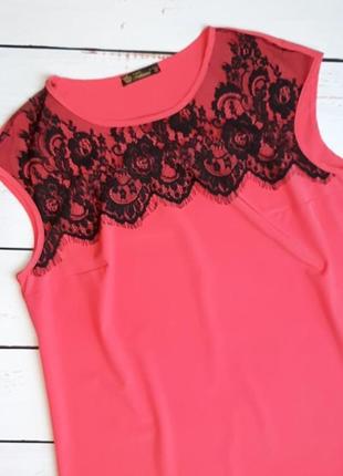 1+1=3 красивая нежная розовая блуза блузка с кружевом, размер 52 - 543 фото