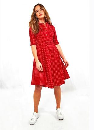 Стильное красное платье в горошек joe browns