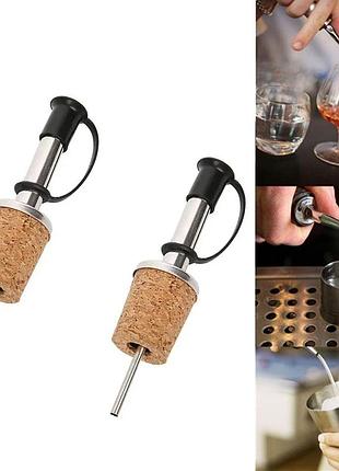 Пробка-носик гейзер дозатор пробковый для разлива из бутылки с носиком из нерж. стали...