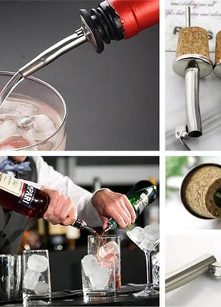 Пробка-носик гейзер дозатор пробковый для разлива из бутылки с носиком из нерж. стали...