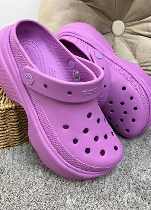 Жіночі крокси на платформі crocs stomp clog bubble фіолет новинка новинка новинка1 фото