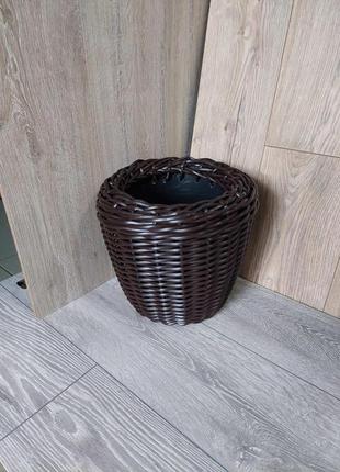 Горщик для кімнатних і вуличних квітів плетене кашпо зі штучного ротанга 7 л колір венге